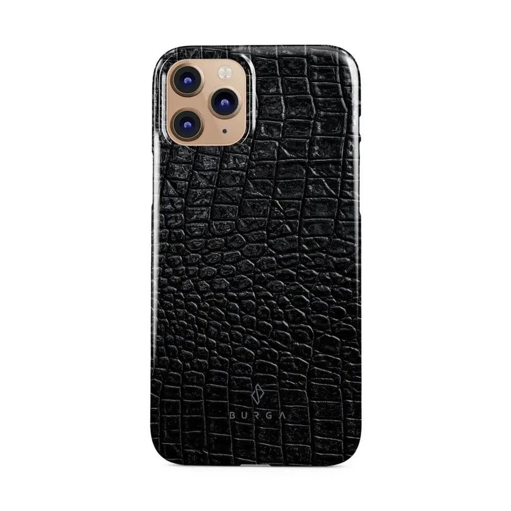 Burga Reaper’s Touch iPhone Snap Case 11 Pro Max Black Leather Croc
